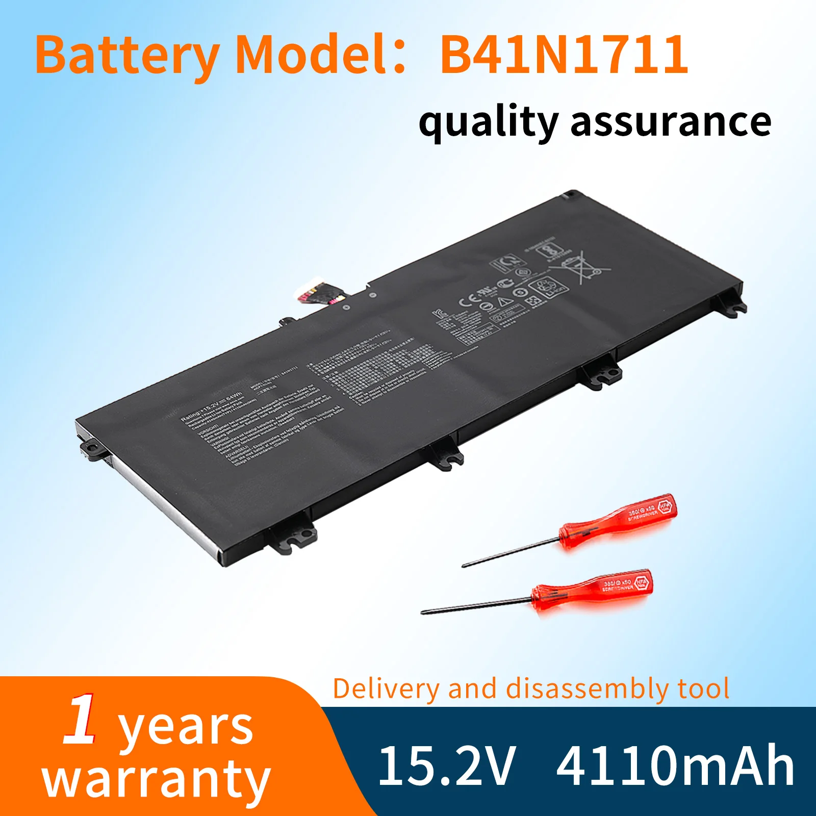 BVBH B41N1711 Laptop Battery For ASUS Strix GL703VD GL703VM GL503VD GL503VM FX503V FX705DT FX705DD FX705DU FX705DY 64WH