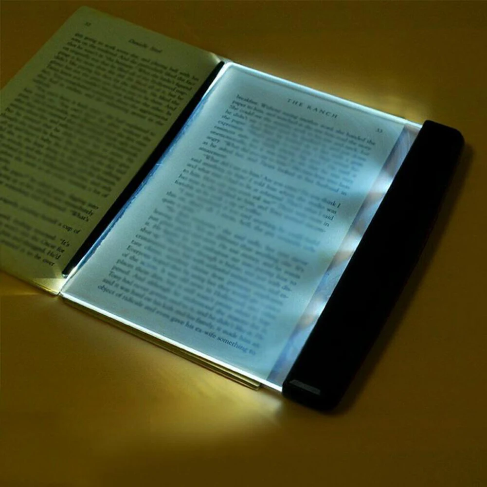 LED Book Light Eye Caring Flat Plate Panel Bookmark Light Portable Study Tools Night Vision Reading Lighting For Car Travel Bed