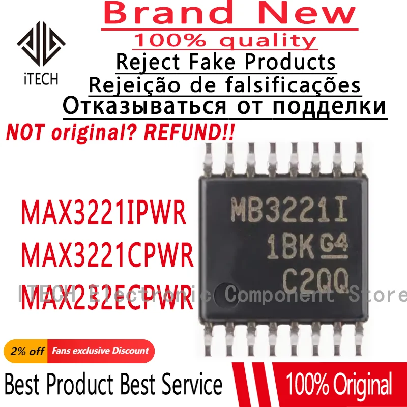 10PCS/Lot MAX3221IPWR MB3221I 、MAX3221CPWR MA3221C 、MAX232ECPWR MA232EC New Original Line Driver/receiver Chip MAX3221IPW