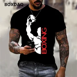 Short Sleeve Men's Sports T-Shirts Boxing Fight Workout Casual Sporty Tops 3D Print Street Style O-Neck Tee Plus Size 6XL