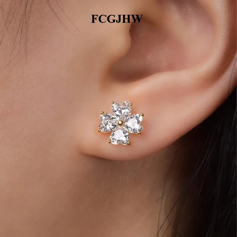 FCGJHW Cut Flowers All Moissanite Stud Earrings for Women Marriage Solid Silver Jewelry Pass Test GRA Lab Diamond Earring 2026