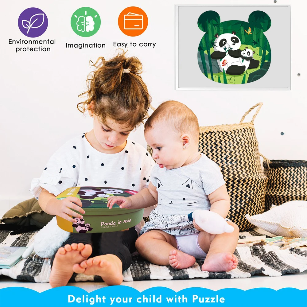 هاهووا الحيوان بازل قطع الباندا أطفال الجدول ألعاب لمدة 3 سنوات تعلم الألغاز ألعاب تعليمية هدايا عيد ميلاد الأطفال #6