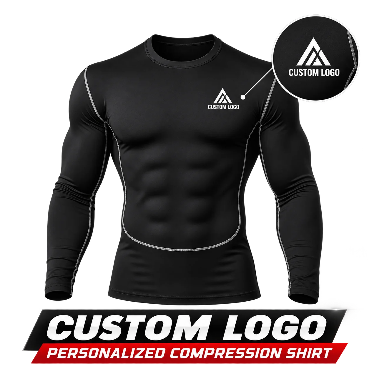 Customized Men's Compression Shirt Stretch Athletic Wear for Team Sports Long Sleeve Custom Brand Running Cycling Gym Base Layer