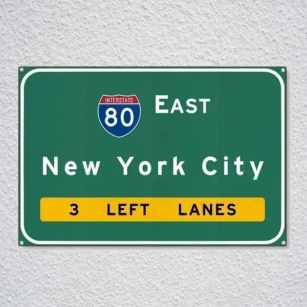 New York City Interstate I-80 East Nyc Ny Automotive Highway Freeway Travel Novelty Tin Sign Metal Sign Metal Poster Metal Decor