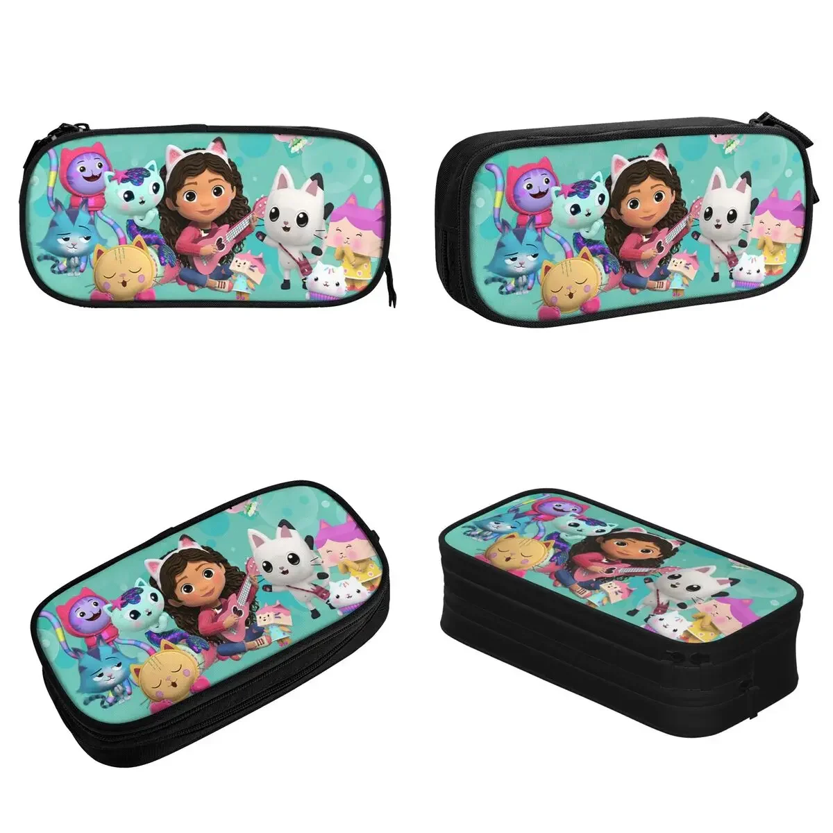 Gabby Dollhouse Animals Pencil Case Cute Cartoon Pen Box Pencil Bags Student Large Storage School Supplies Zipper Pencil Box