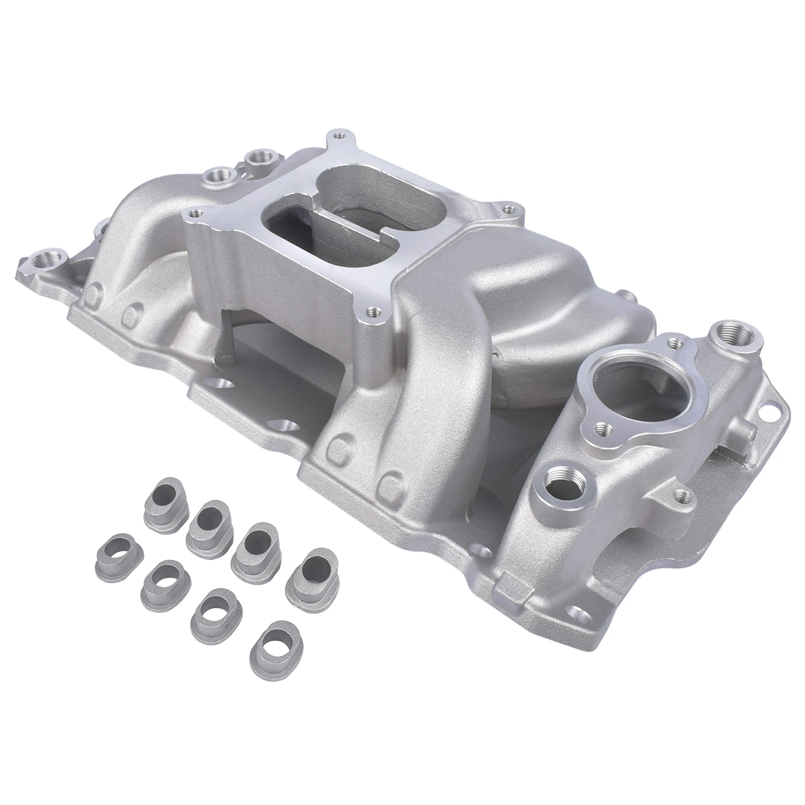 AP02 Aluminum Dual Plane Air Gap Intake Manifold for Chevy 350 1955-1995 Small Block