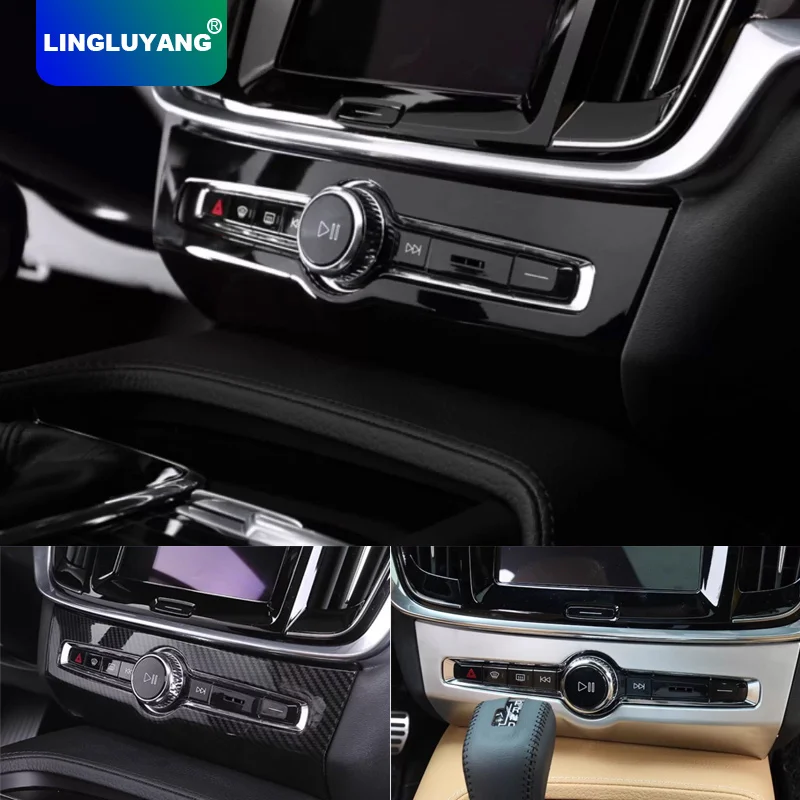 

For Volvo XC60 S90 V90CC XC40 C40 EC EX40 central control audio adjustment frame knob cover carbon fiber Car sticker accessories