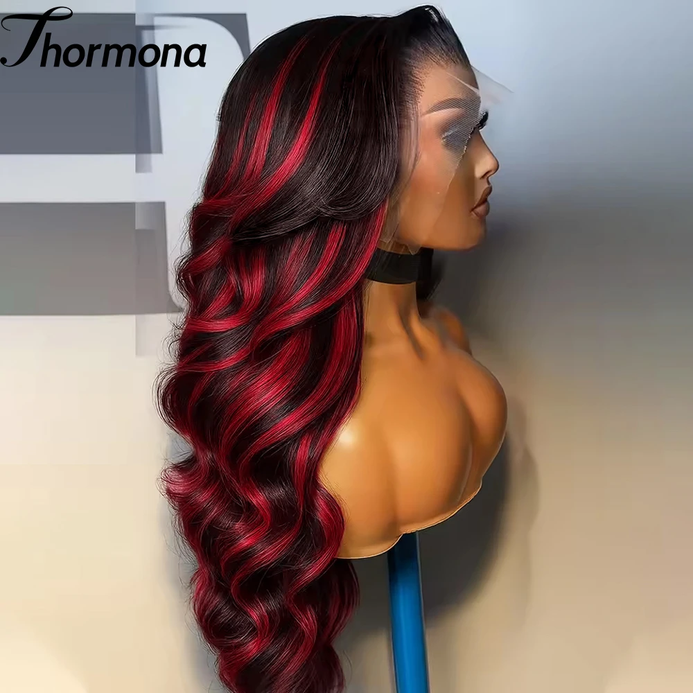 

1B/99j Бордовый Выделенный Парик Фронта Шнурка Синтетический 30 Дюймов 13X4 Объемная Волна Парик Фронта Шнурка 1B с Красным Бесклеевым Париком Для Косплея