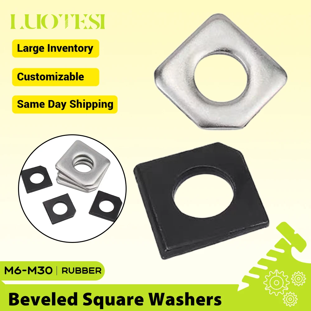Beveled Square Washers 304 SS Black Carbon Steel M6 M8 M10 M12~M30 Wedge Shaped Square Taper Washer Leveling Washers for I-Beams