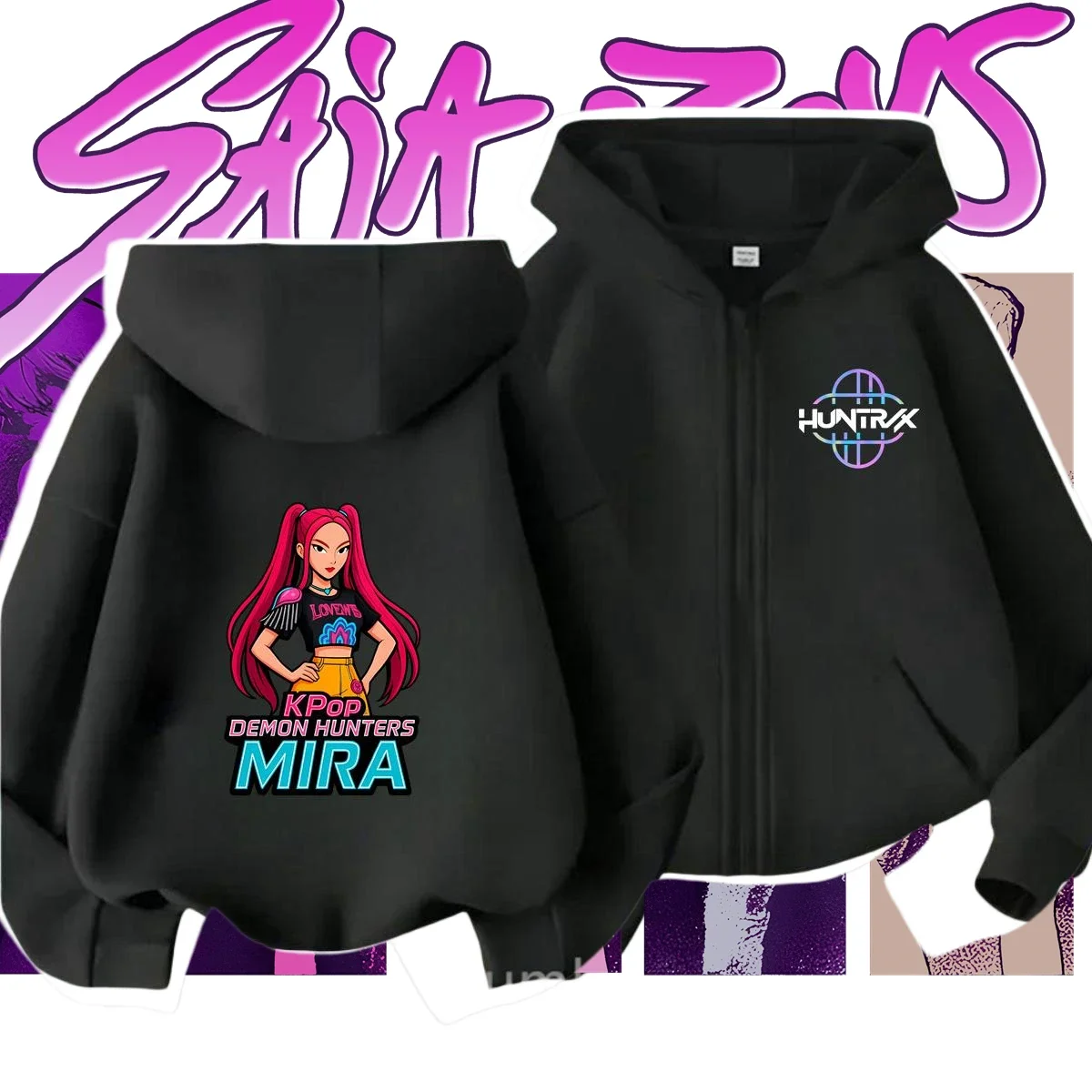 

Boys Anime Kpop Demon Hunters Girls Zipper Hoodie Autumn Rumi Kids Cool Warm Print Fashion Hooded Sweatshirt​