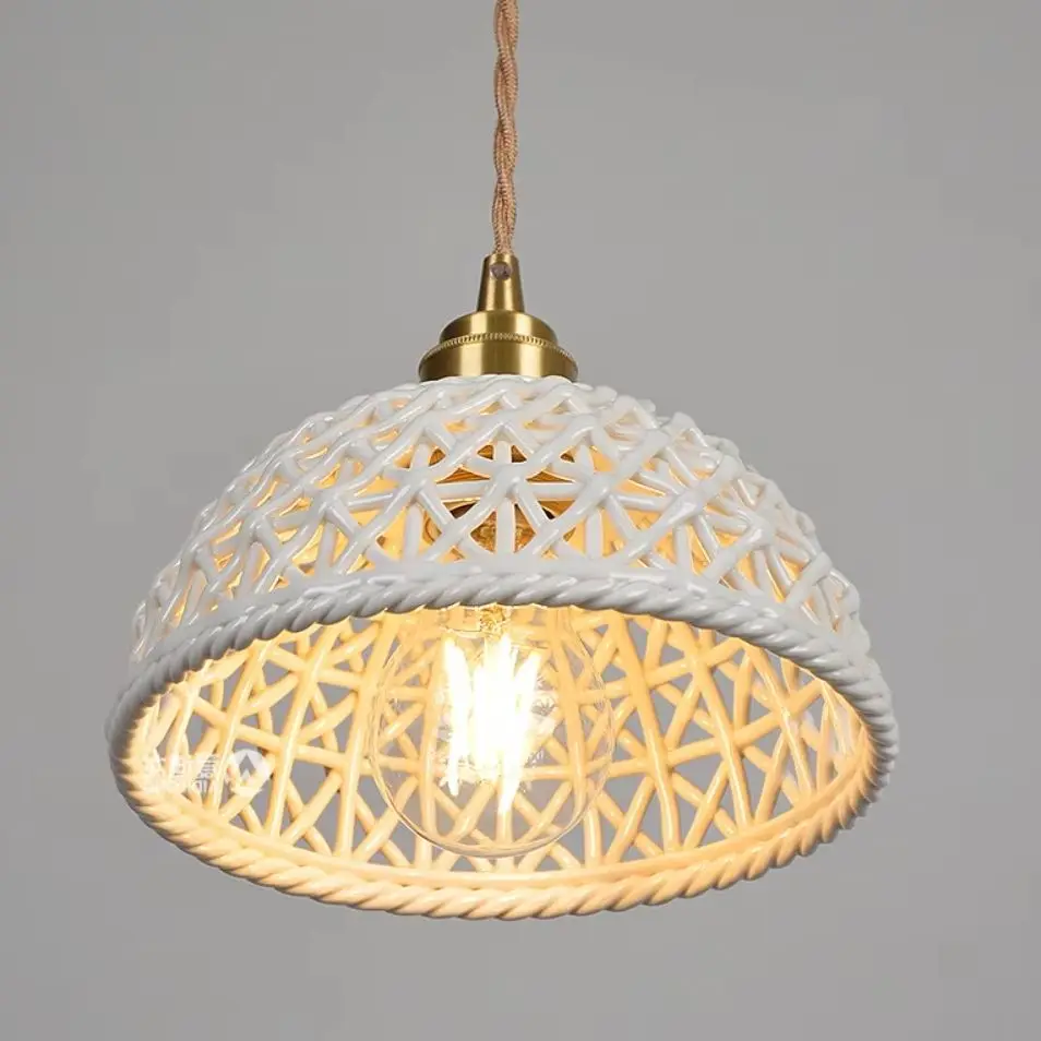Nordic simple and retro single-headed chandelier, Japanese-style Zen American ceramic brass homestay aisle entrance corridor