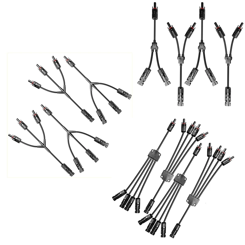 2 пары солнечных разъемов Y-образного типа постоянного тока 1000 В для параллельного подключения между солнечными панелями, соединение солнечного кабеля