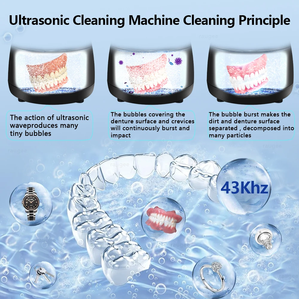 Ultrasonic Retainer Cleaner Ultrasonic Cleaner for Dentures UV Sterilization Ultrasound Jewelry Washing Machine Cleaning Bath