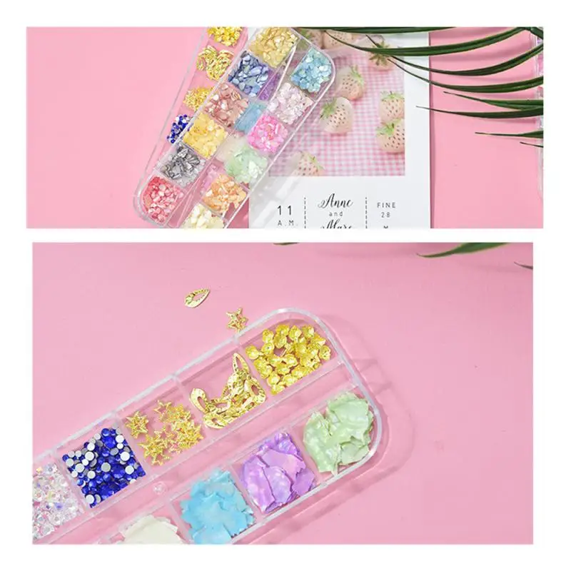 Box Crystal Nail Art Rhinestone Gold Silver Clear Flat Bottom Mixed Shape Glitter Nail Gems Nail Art 3D Decoration