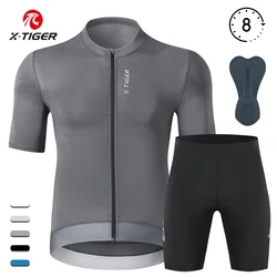 X-TIGER  Summer Sport Shorts Suits Men's Cycling Jersey Set Grey Cycling Jersey Man Bike High Quality Breathable Cycling Shirt