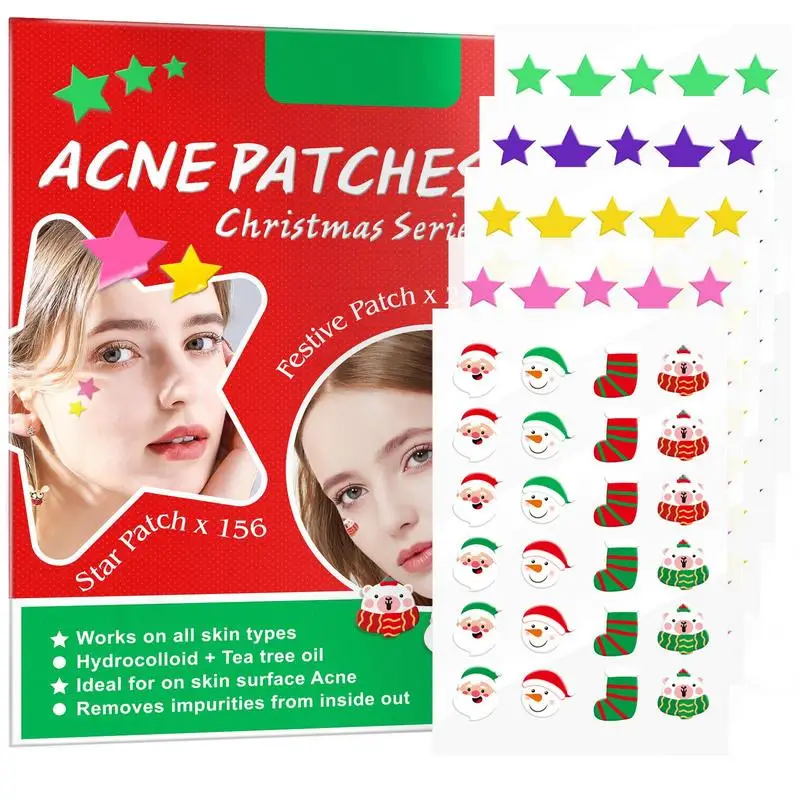 Zit Patches for Face Christmas Stickers Blemish Patches Zit Sticker with Christmas Design Waterproof Pimple Cover Patch Pimple