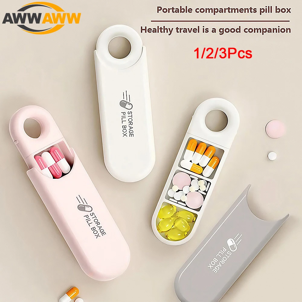 

1/2/3PCS Small Pill Organizer 3 Times a Day Daily, Travel Pill Box for Purse Pocket,Portable Medicine Vitamin Case, Fish Oil Box