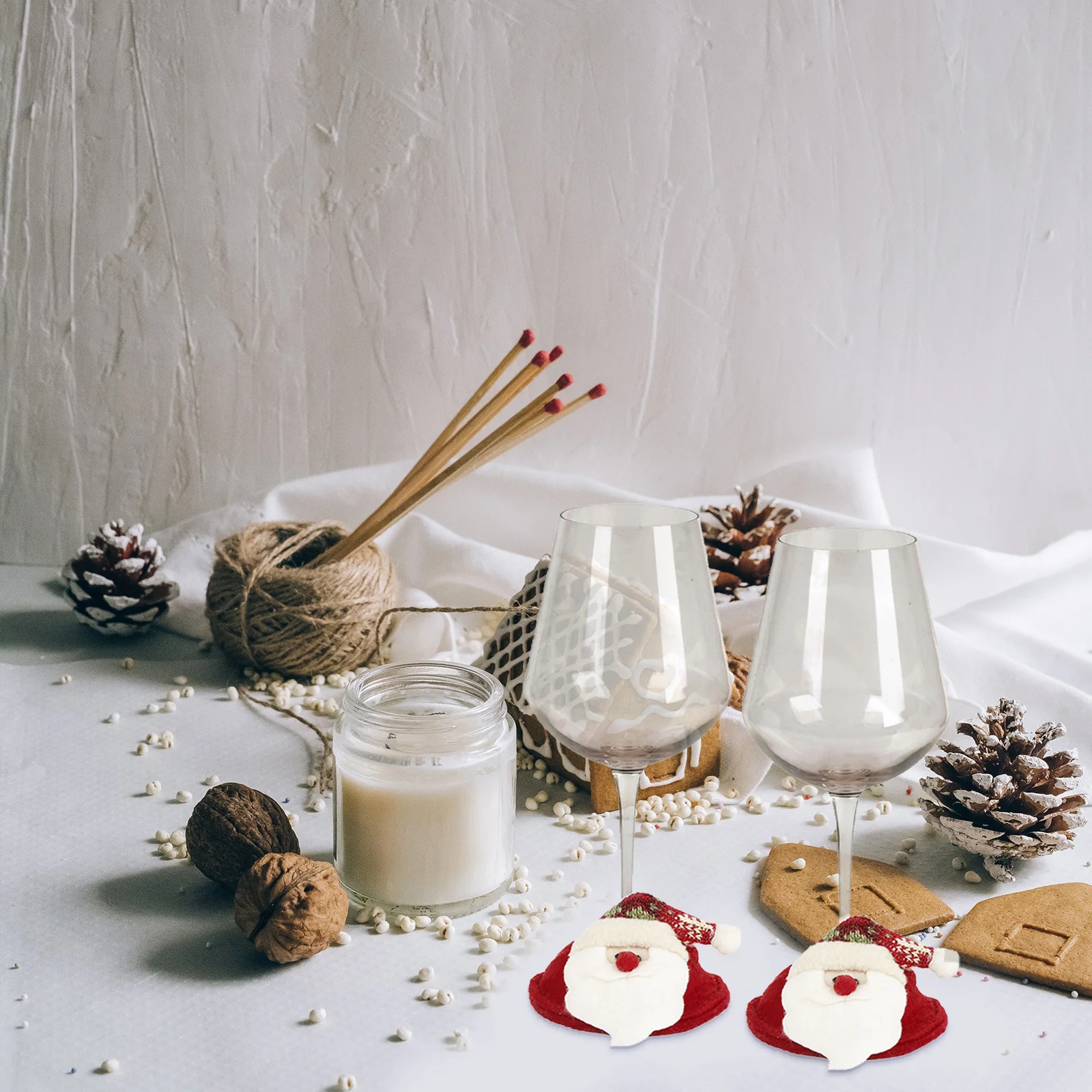 

Christmas Wine Glass Coasters Santa Cup Mat Premium Material Festive Joyful Atmosphere Holiday Season Decor Wine Glass Coasters