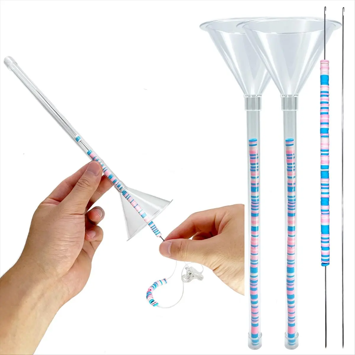 ABQR воронка для бисера для глиняных бусин, набор для изготовления браслетов, воронка для бисера, иглы, универсальные бусины, принадлежности для изготовления ювелирных изделий