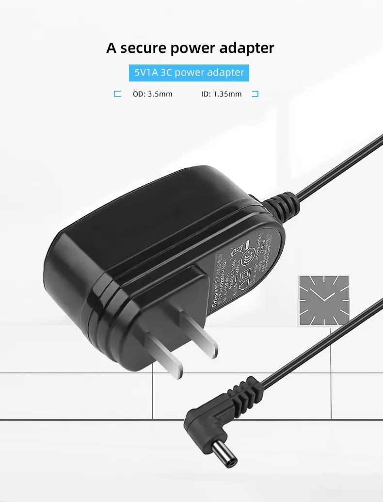 3PCS DC Interface 3.5mm*1.35mm Right Angle 5V 1000mA AC DC Jack Plug Power Supply Adapters Cable 1M