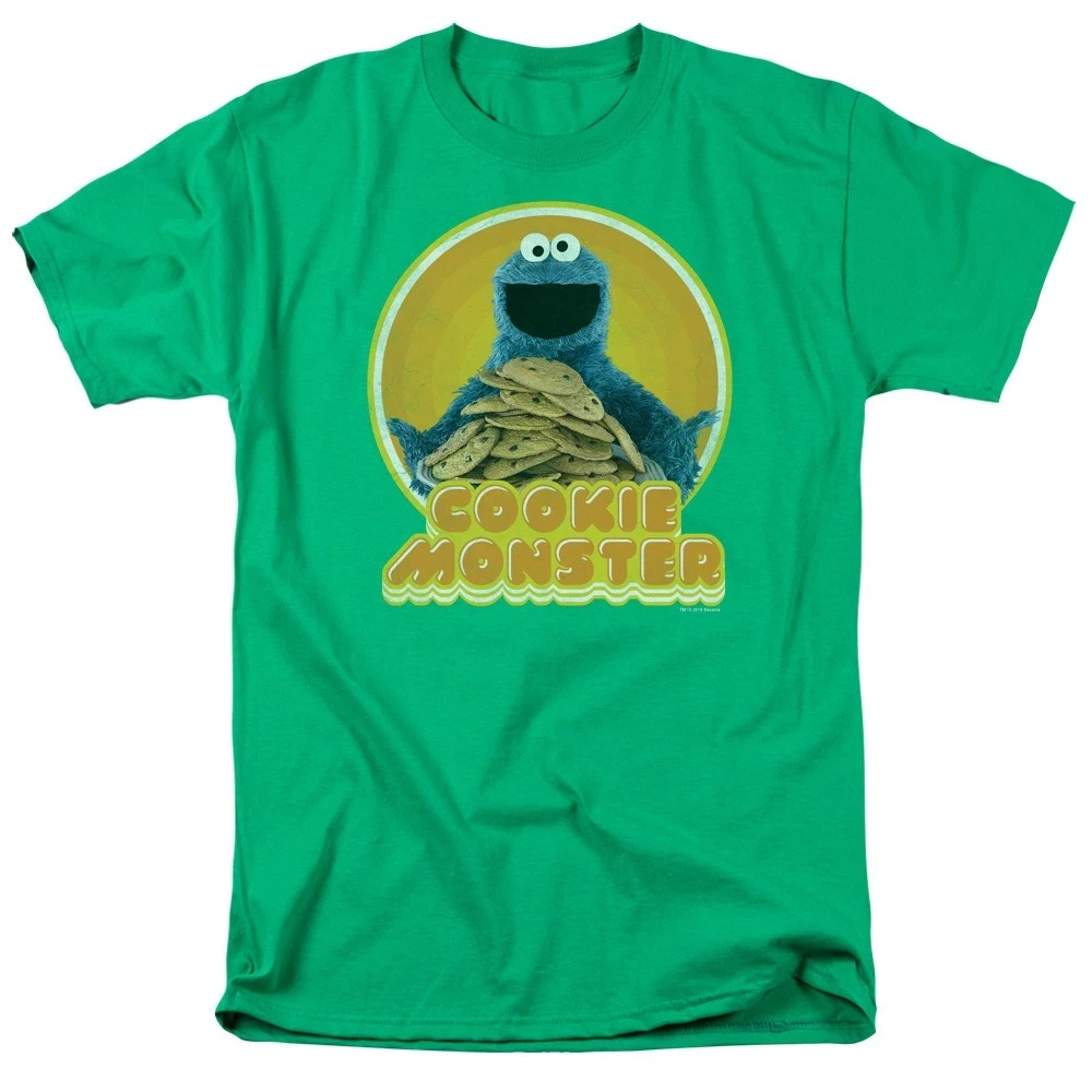 Sesame Street Biscuit Monster Printed T-shirt Fan Commemorative Gift for Men and Women Daily Dressing