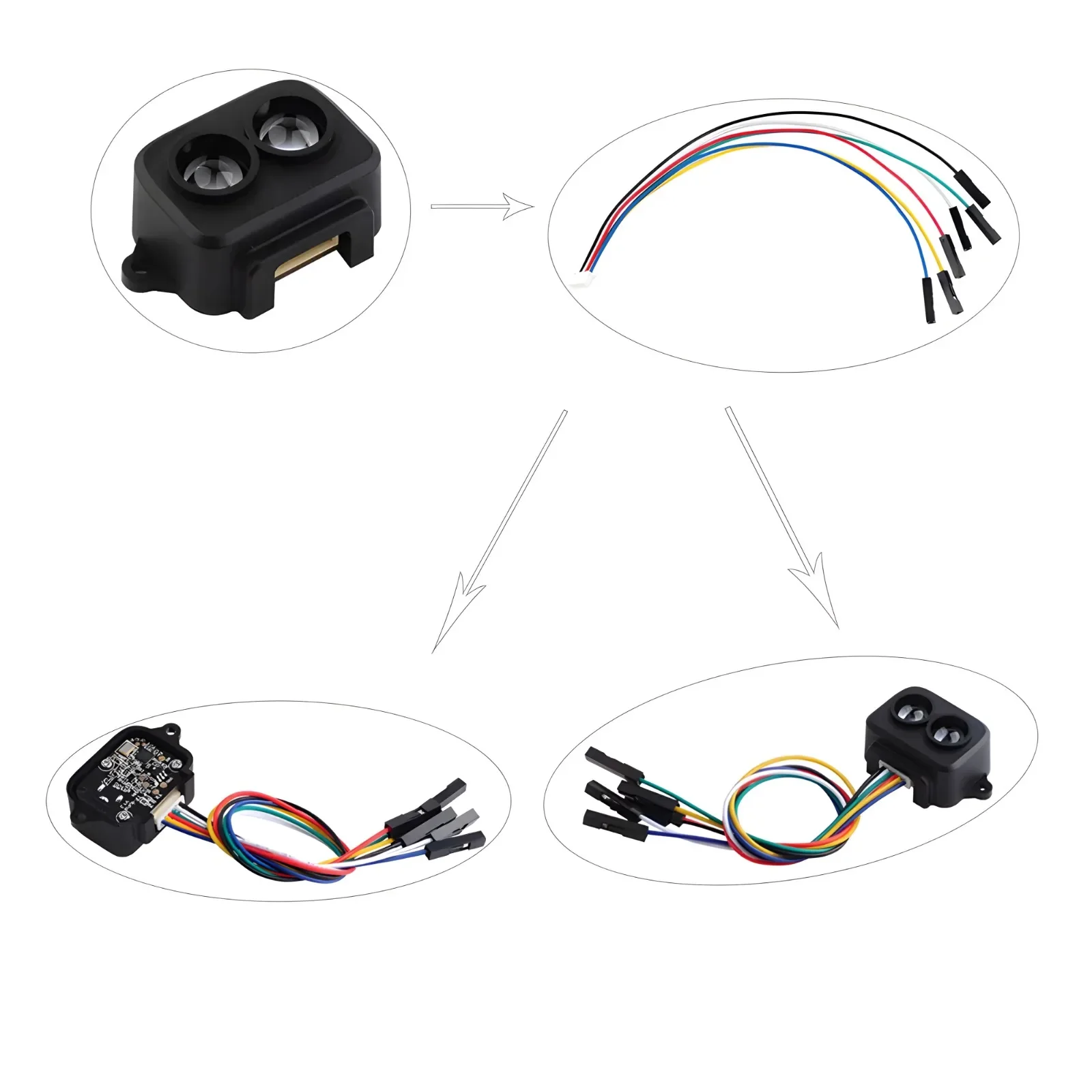 TF-Luna LiDAR ช่วง Finder Sensor Single-Point Micro โมดูล 5V UART IIC อินเทอร์เฟซชาย + Famale สาย (1PCS)