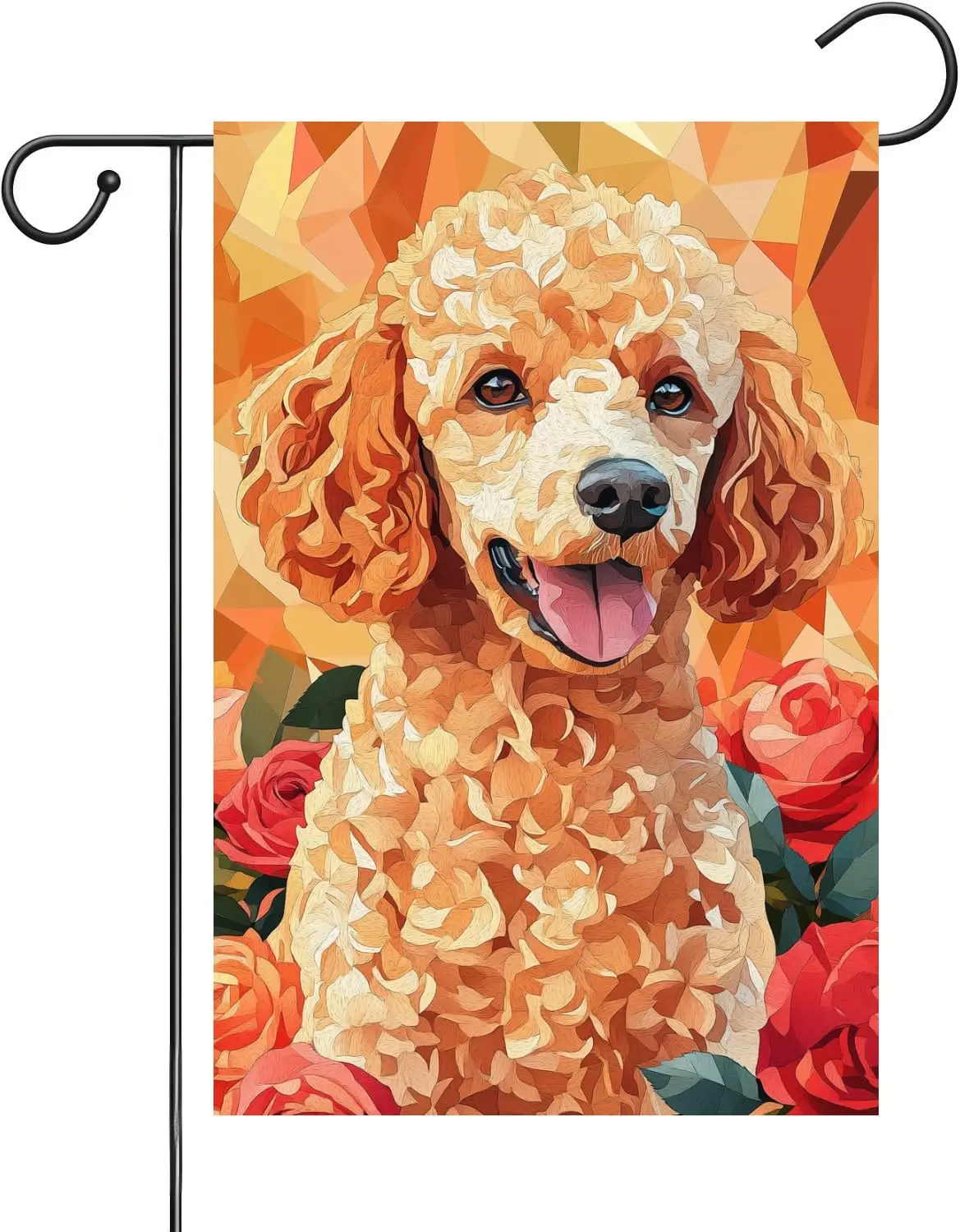 Rose Poodle Garden Flag Summer Flag Spring Autumn Welcome Yard Flag Dog Flags for Outside 12x18 Double Sided Outdoor Front P AAS