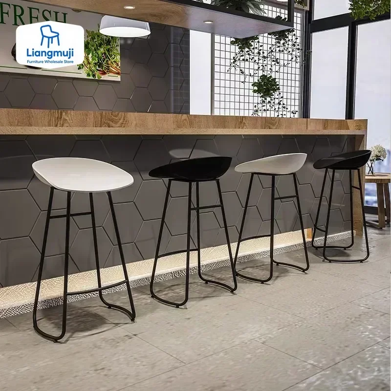 

Nordic Simple Fashion Bar Stool Chair Design Kitchen Elegant Island Bar Stool Vanity Beauty Taburete Alto Cocina Furniture
