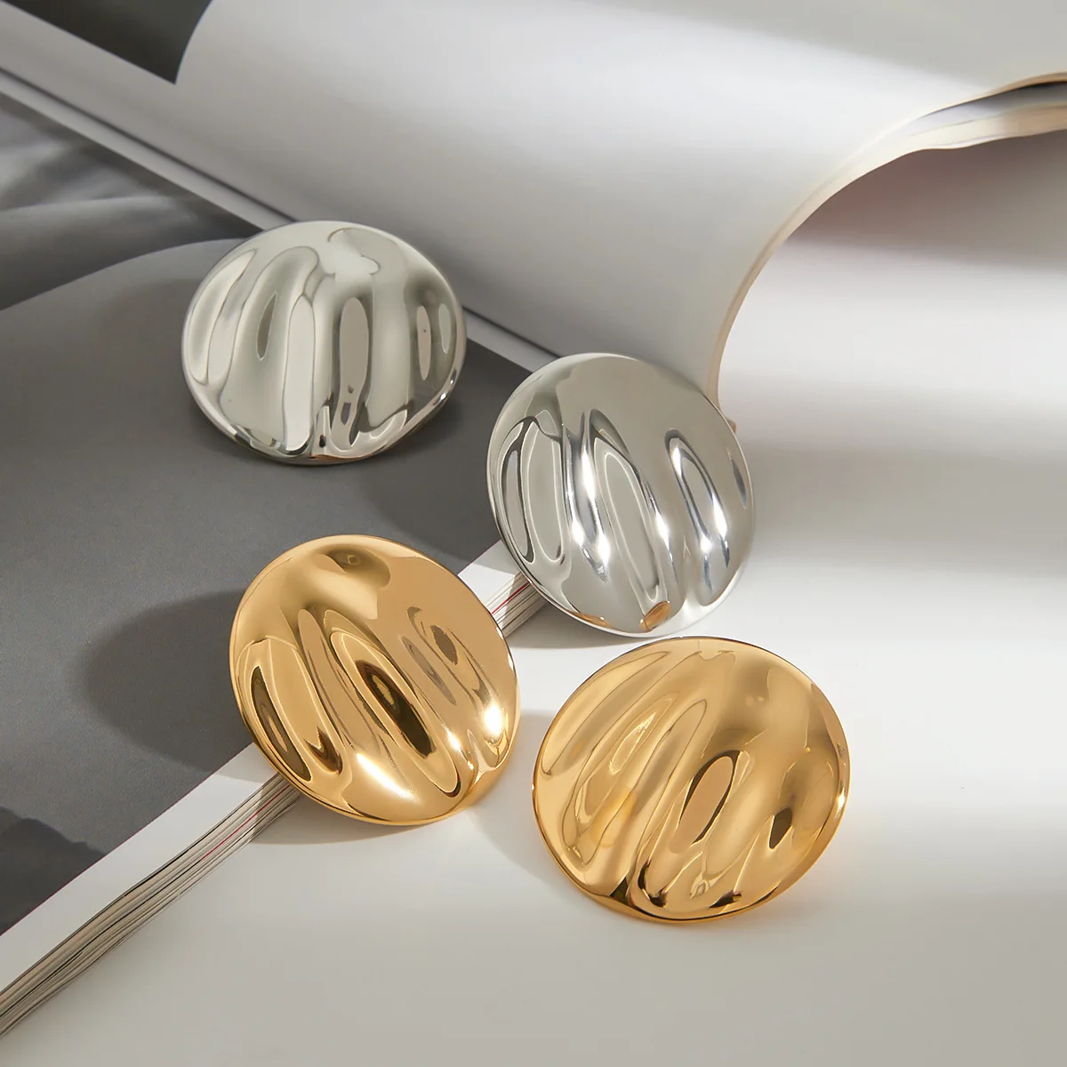 الفولاذ المقاوم للصدأ أقراط المرأة Faion مجوهرات جولة الأذن ترصيع الراقية الإحساس التيتانيوم الصلب أقراط للأذن عبر الحدود #2