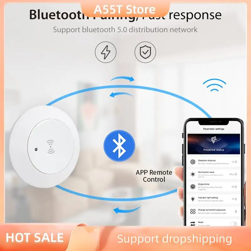 

A55T Выключатель света Bluetooth Датчик присутствия человека миллиметровой волны Умный датчик движения