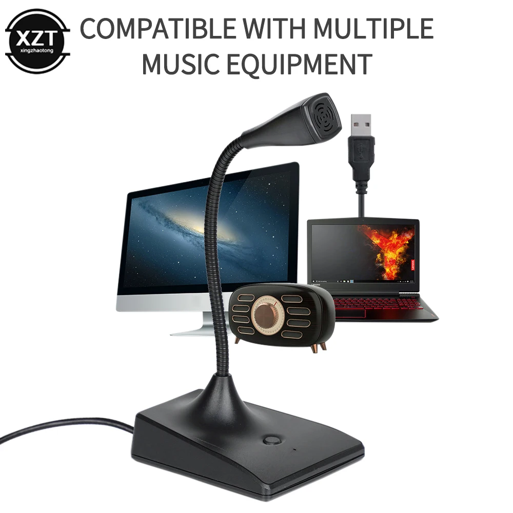 USB Computers Microphone for Studio Singing Gaming Streaming Adjustable Stand Smart Noise Reduction Mic with Switch Button