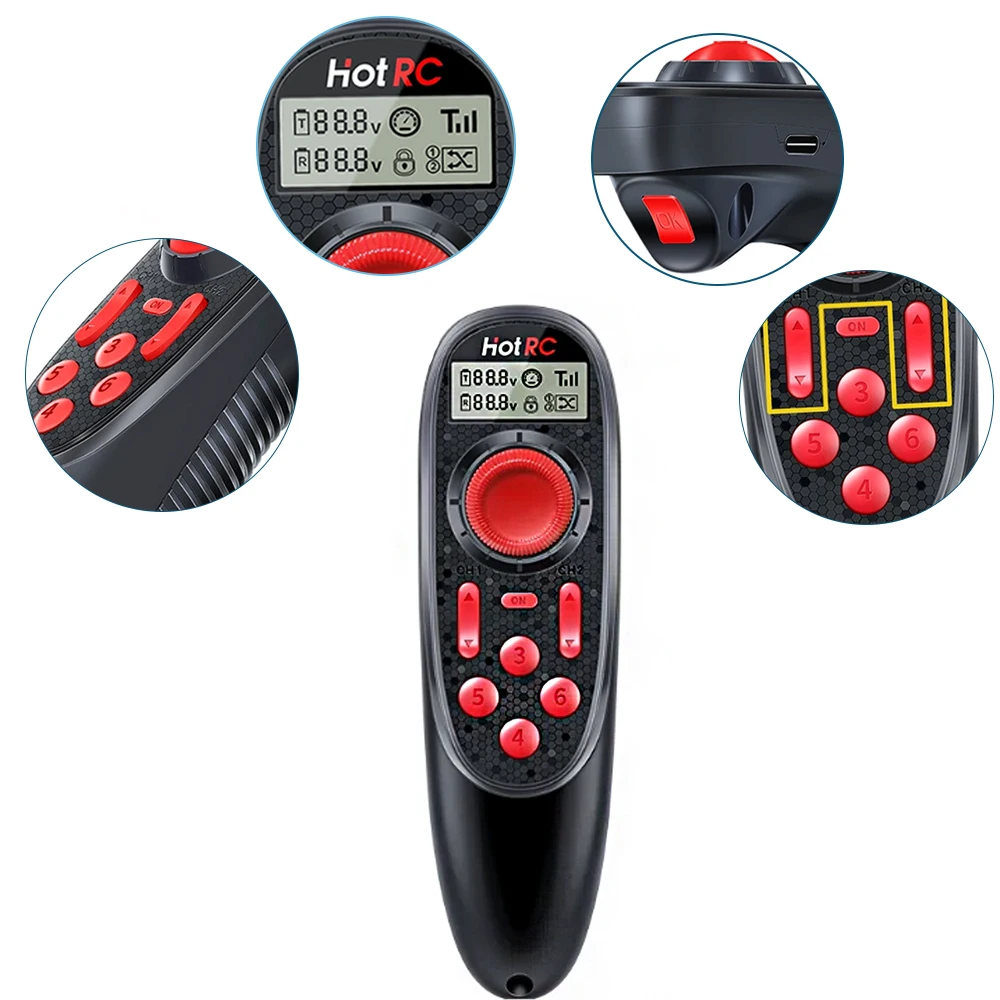 HOTRC DS 600 DS-600 6CH 2.4GHz Radio System Transmitter Remote Controller with PWM 6 Channel Receiver for RC Boat