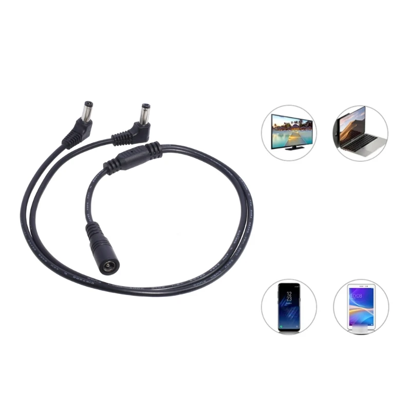 DC Power 1 Female to 2 Angled Male Way Splitter Adapter Connector Plug Cable 5.5mmx2.1mm 12V For CCTV Camera LED Strip