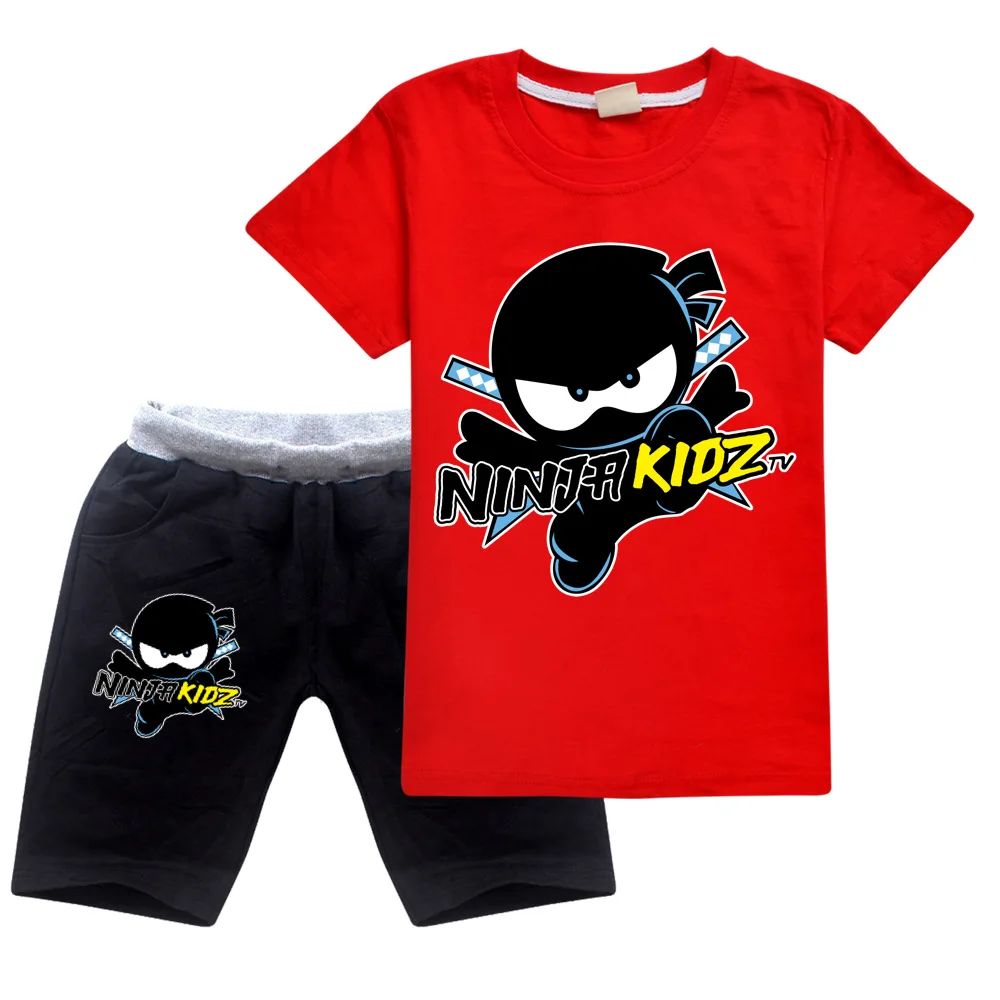 

Летний детский комплект одежды Ninja Kidz, футболка и шорты с мультяшным рисунком для мальчиков и девочек, эксклюзивная детская одежда