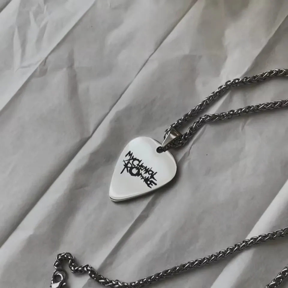 Rock Band My Chemical Romance Necklace Cosplay Music Band MCR Guitar Pick Unisex Choker Pendant Jewelry Accessories Gifts