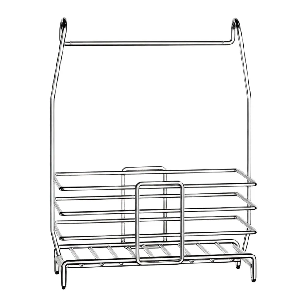 Stainless Steel Shower Organizer with 360 Rotation Rod for Efficient Bottle and Toiletry Arrangement 24.6x10.9x30cm