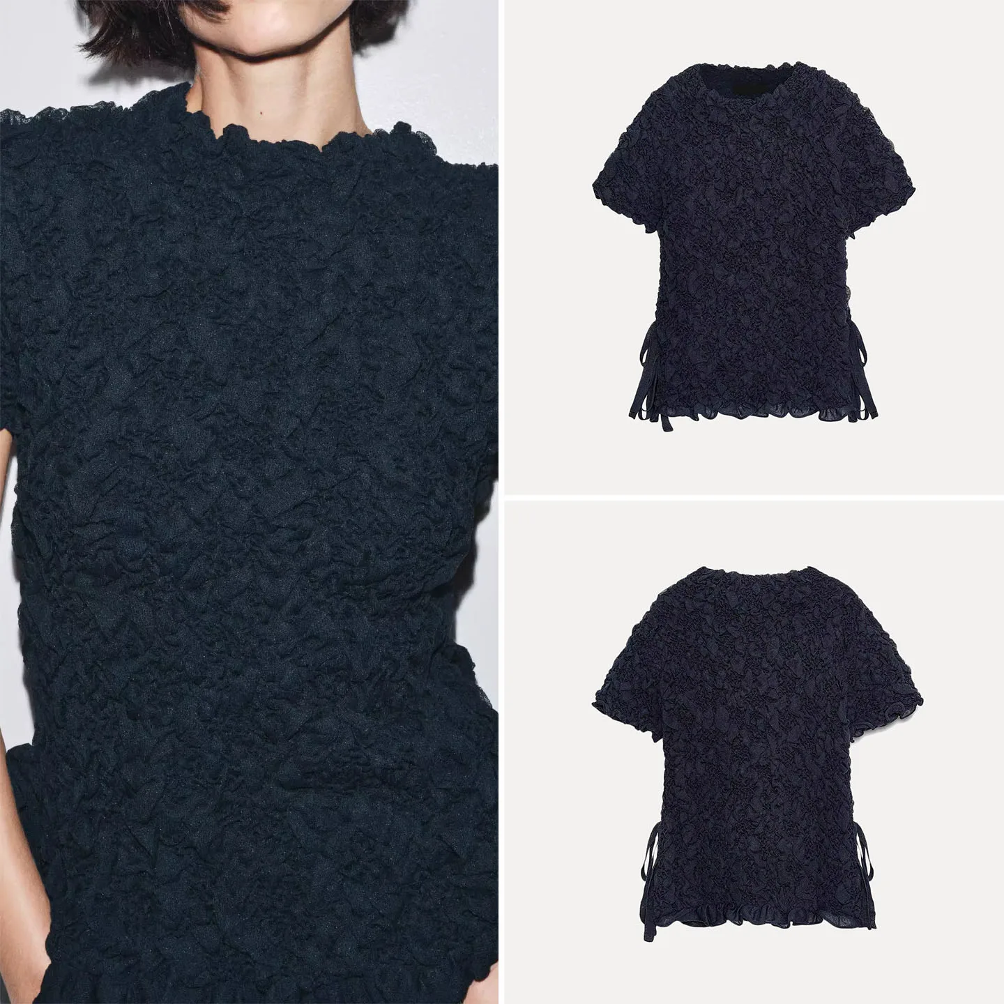 

Z Women's Knitted ort Sve round Ne Top with Knot Texture Design Commute Sle Autumn New Arrival