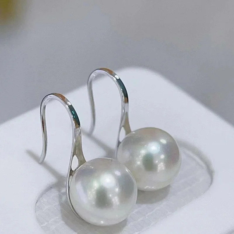 Sterling Silver 8-9 Natural Freshwater Pearl Ear Studs Minority All-Match Light Luxury High Heel Earrings