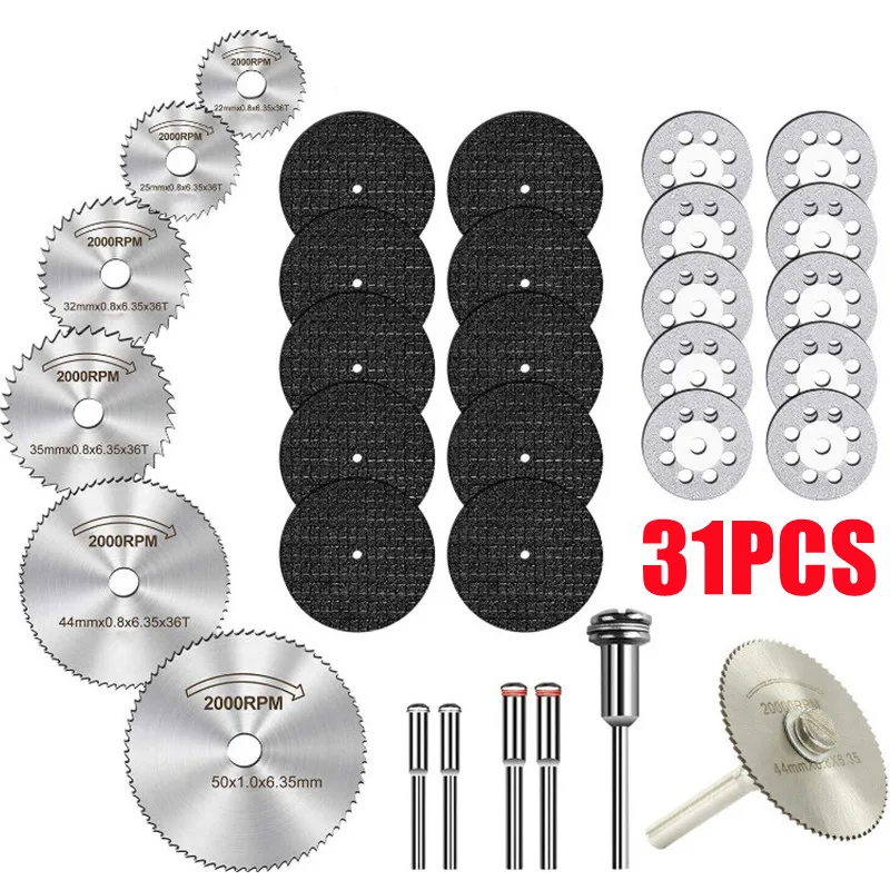 31pc Diamond Cutting Discs Sanding Grinding Wheel Circular Saw Blade Woodworking Metal Dremel Mini Drill Rotary Tool Accessories