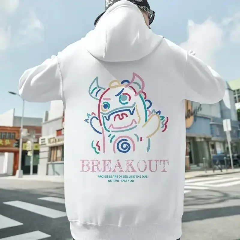 Breakout Cattle Harajuku Prints Mens Pullover Hoodies Casual Loose Sweatshirts Male Fashion Autumn y2k Hoodie Hip Hop Tops