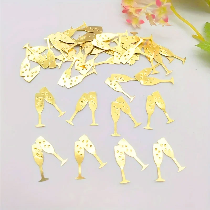 2026 새해 테이블 콘페티 금색 종이 샴페인 잔 콘페티 테이블 장식용 2026 새해 전야 파티 장식