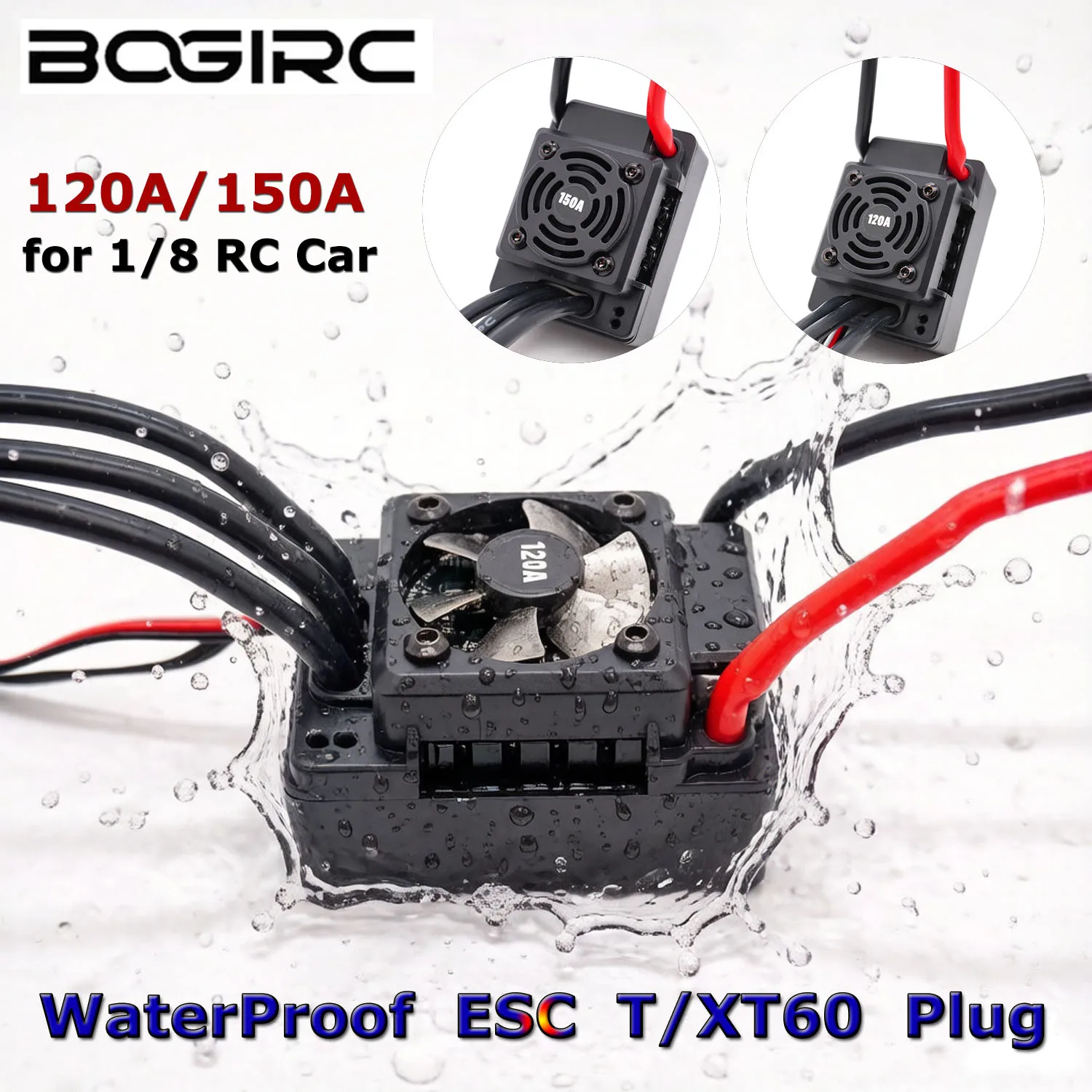 

Водонепроницаемый бесщеточный сенсорный ESC BOGIRC 120A 150A с разъемом T / XT60 для радиоуправляемых моделей автомобилей 1/8: багги, дрифт, туринг