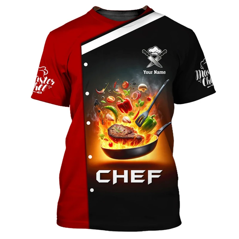 Cook Work T-shirt Personality 3d Printed Customized Name O-neck T Shirts Chef Harajuku Fashion Breathable Tee Top 2025 New