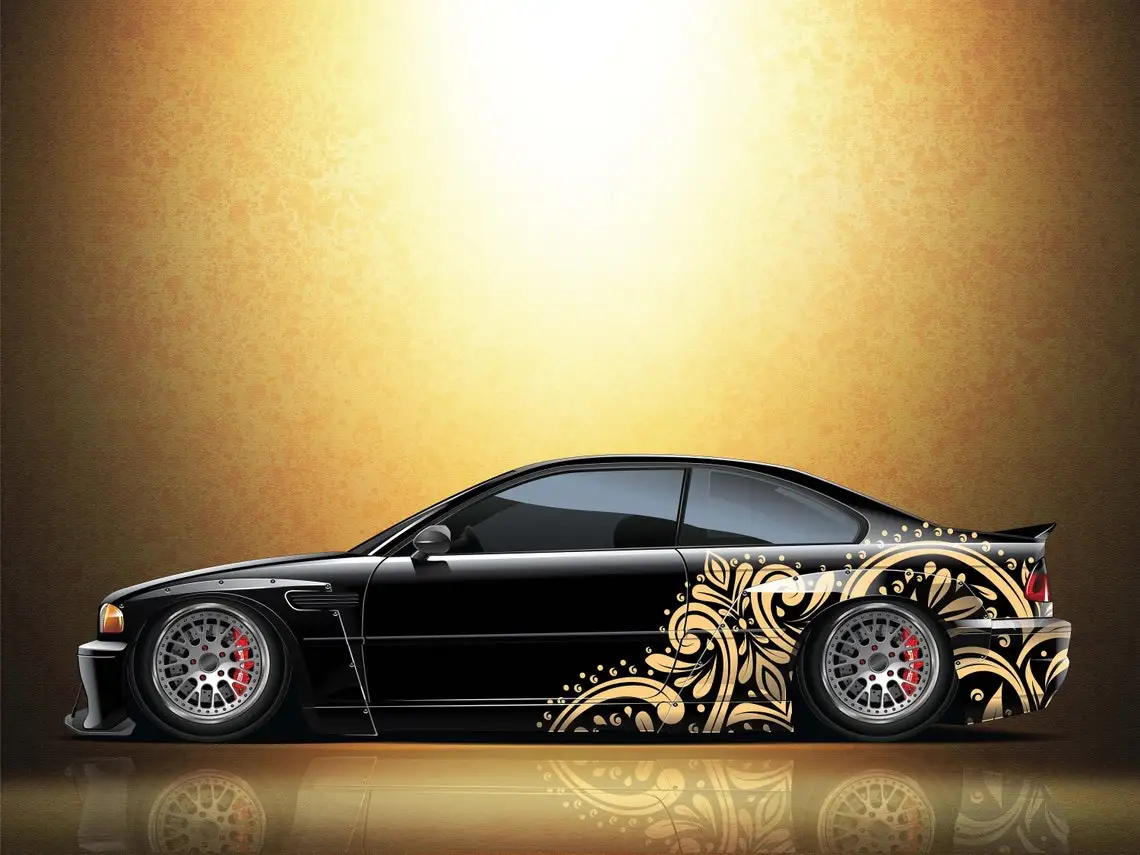 

Custom Tatau Wrap Design Pattern Wrap Design Art Universal Fit Car Wrap Car DIY Cool Sticker Shark Teeth Side Car Wrap Vehicle