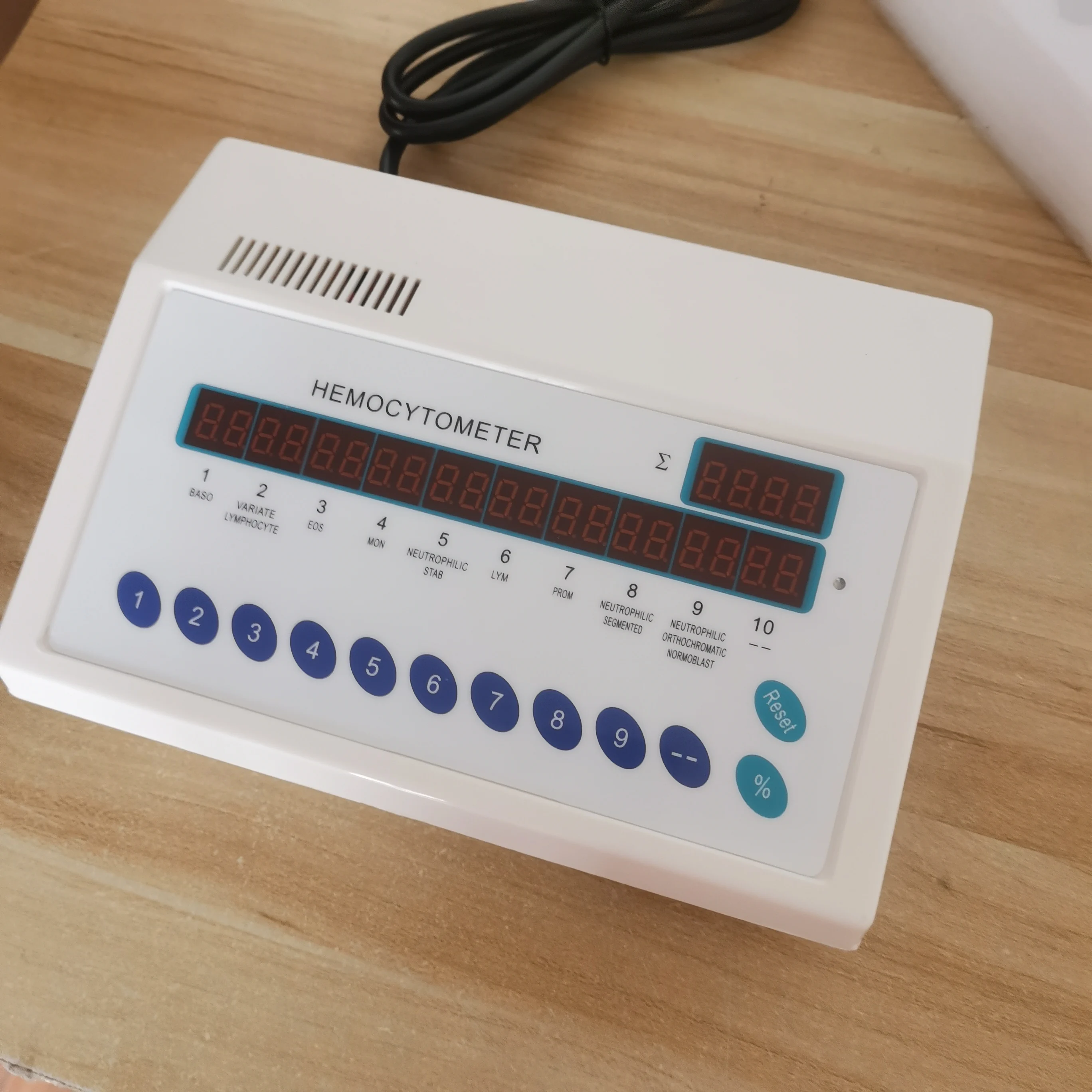 JSQA Hemocytometer Blood Cell Classification Counter, 10 Channel Digital Cell Counter for Lab Medical 110V/220V