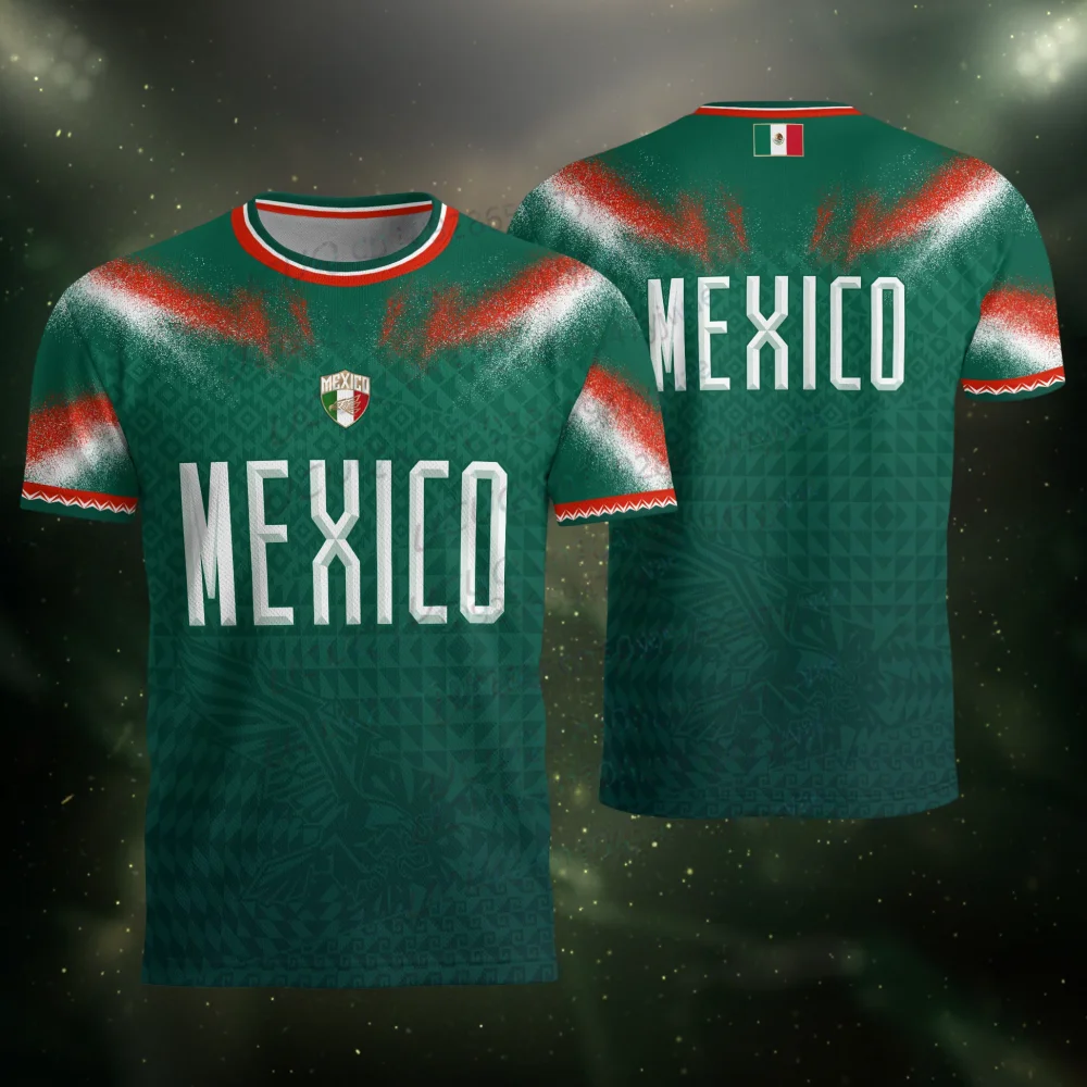2026 Men's Women's Short Sleeve Mexico National Flag Print  T-shirt 3D Print Tees Outdoor Soccer Jersey Sports Casual Tops