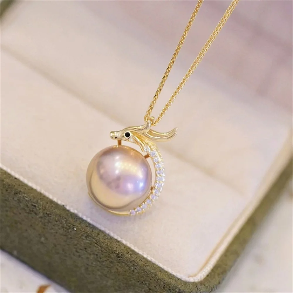 New Beautiful Pearl AAA 12-13 mm Natural South Sea Round Pearl Pendant Necklace 925s18 inch