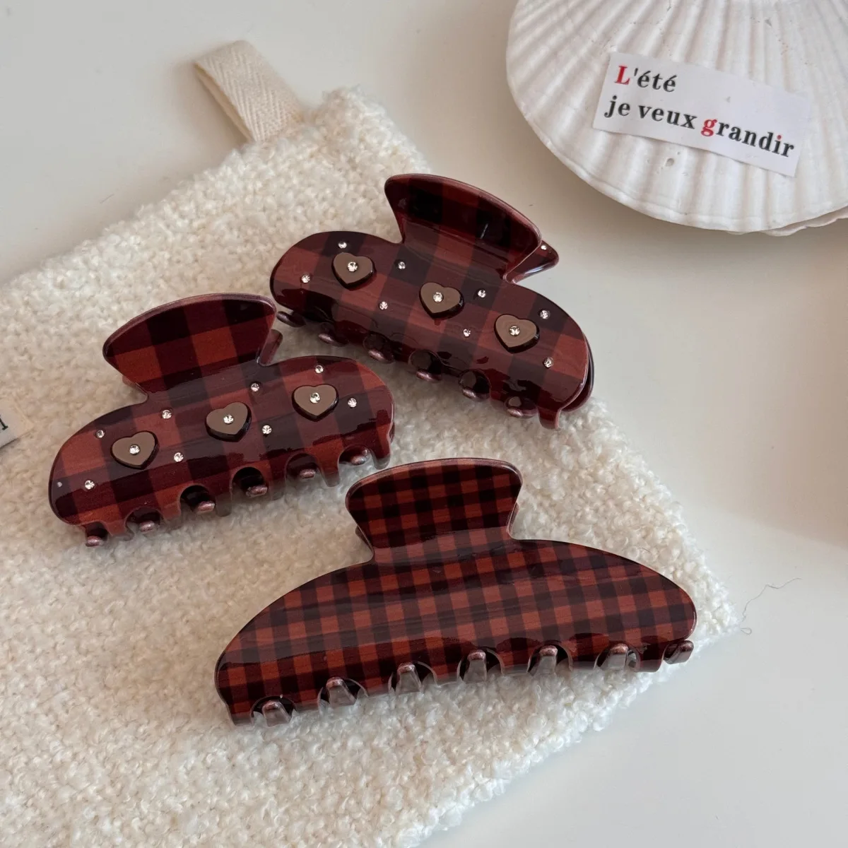 Why the 10cm Cocoa Brown Plaid Acrylic Hair Claw Clip Is the 