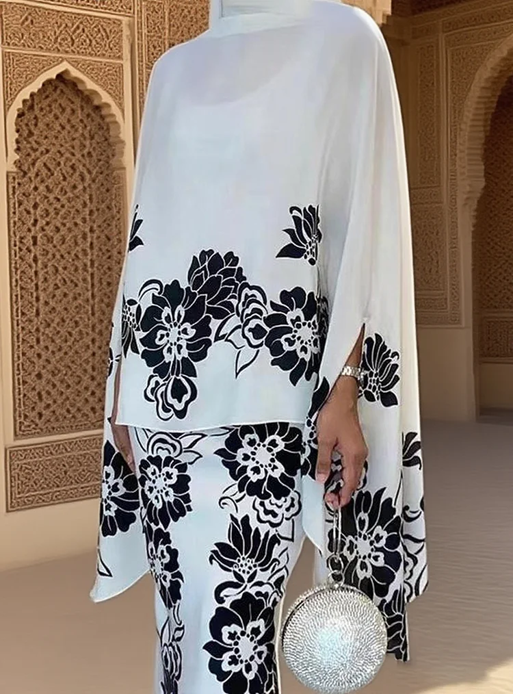 

Modigirl с рукавами «летучая мышь», свободная длинная мусульманская модная блузка с цветочным принтом для женщин, весна-осень 2022, арабские рубашки с воротником-стойкой, топы