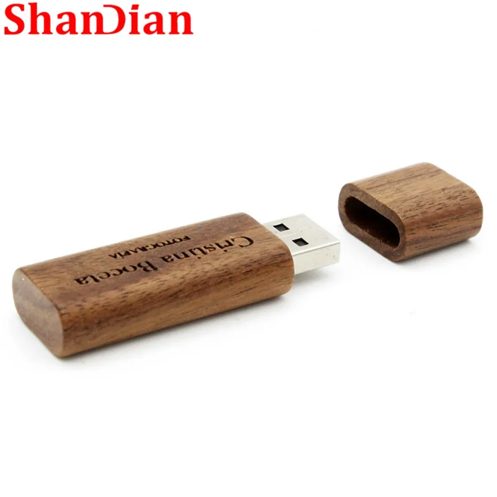 SHANDIAN 1 PCS Free Custom LOGO Wooden USB2.0 Flash Drive 4GB 8GB 16GB 32GB 64GB 128GB Pen Drives Photography Gifts Memory Stick